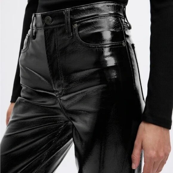 NWT Gap Vintage Slim High Rise Black Faux Leather Pants Womens 24/00 90s Y2K - Picture 8 of 8